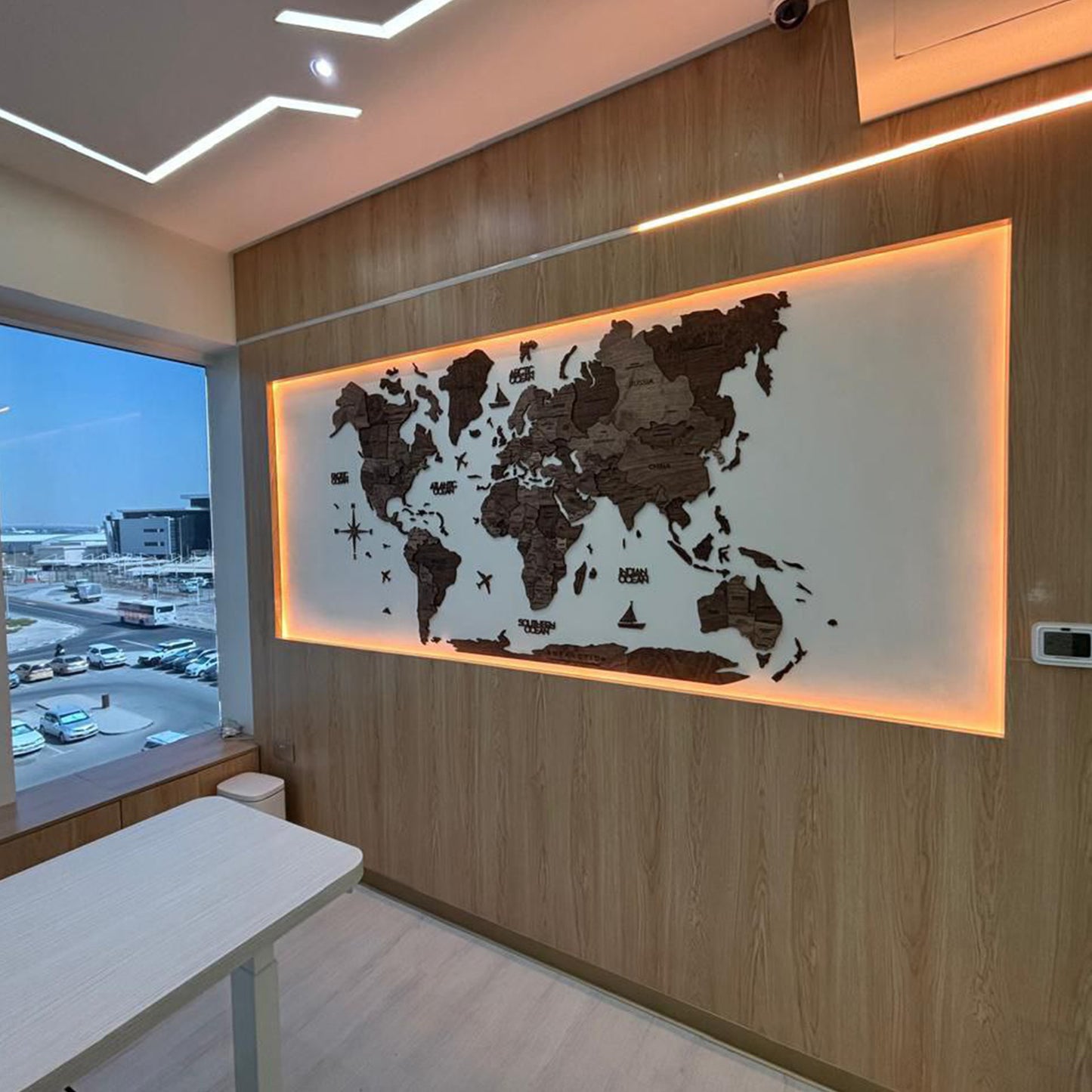 3D Wooden World Map - Dark Walnut