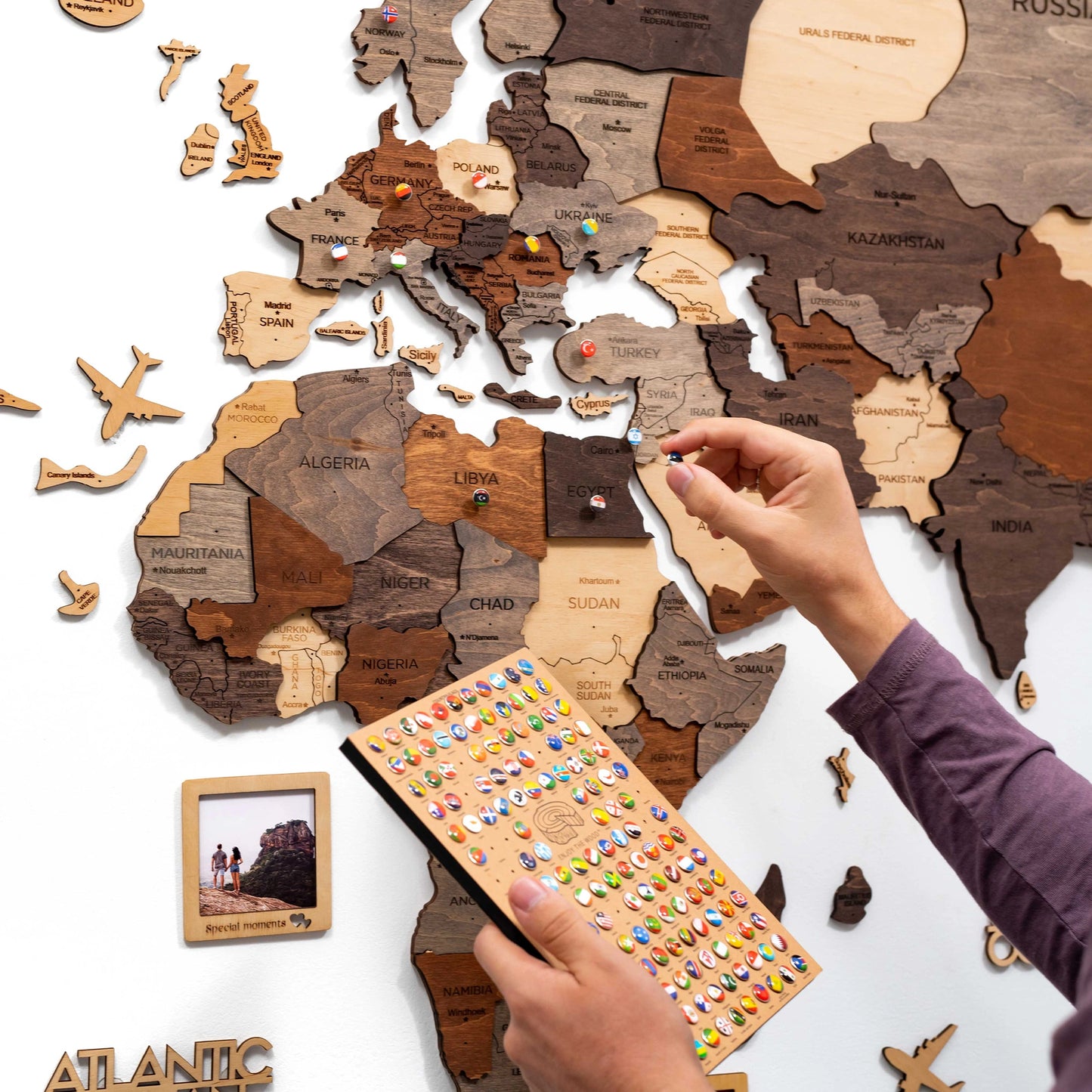 Wooden Map Multicolor - Creative Wall Art for Travelers & Dreamers