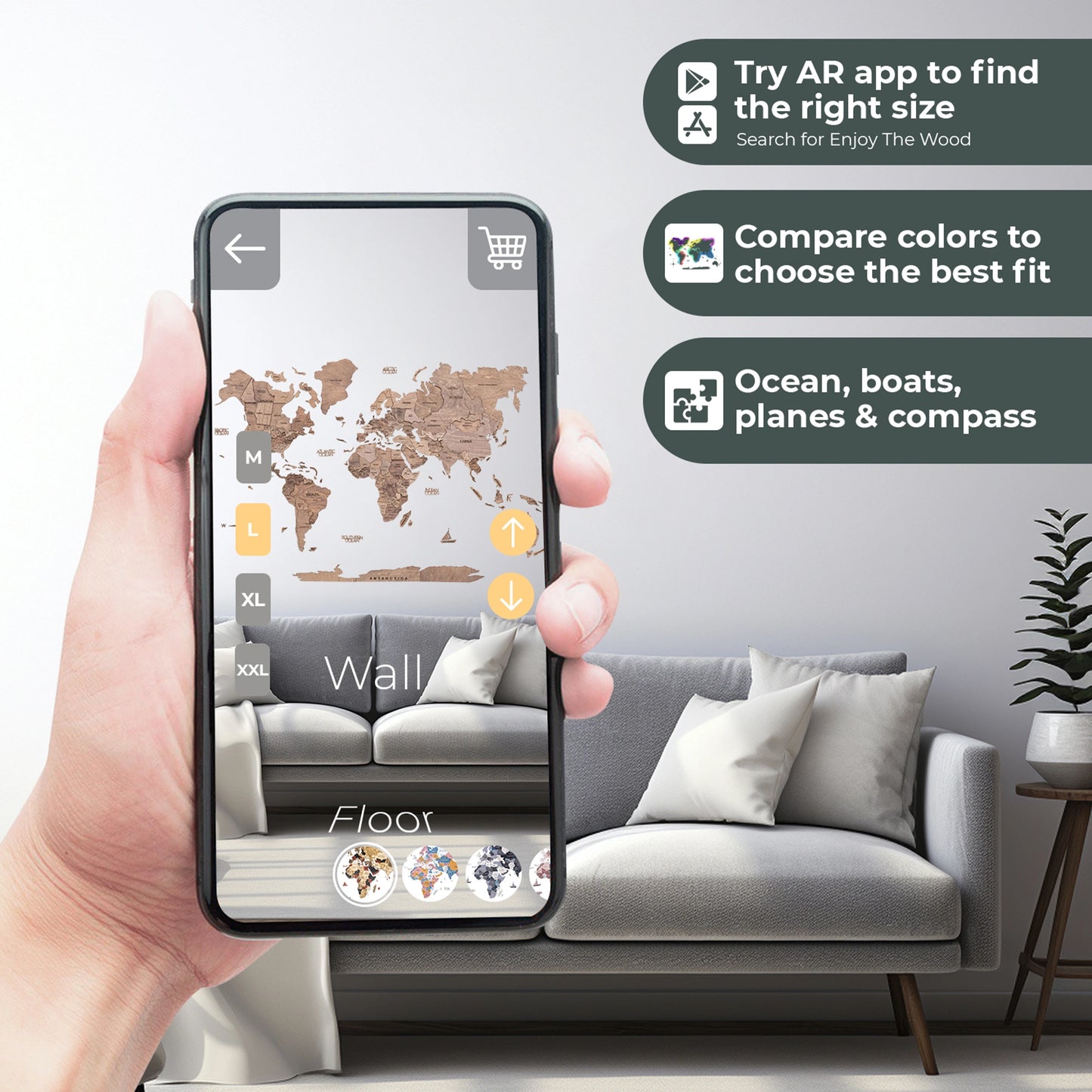 Custom Wall Art - Terra Wooden Map for Home & Office