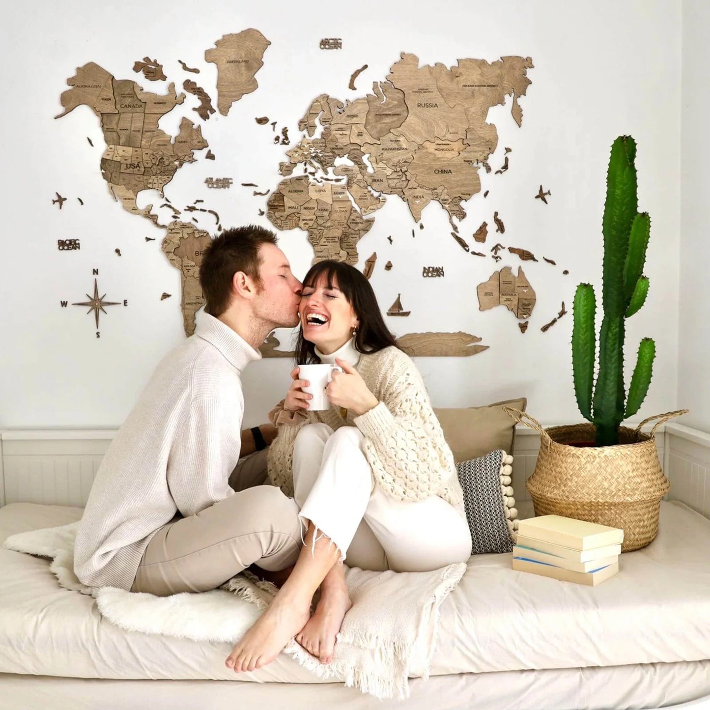 Modern Home Decor - Terra 3D Wooden Map