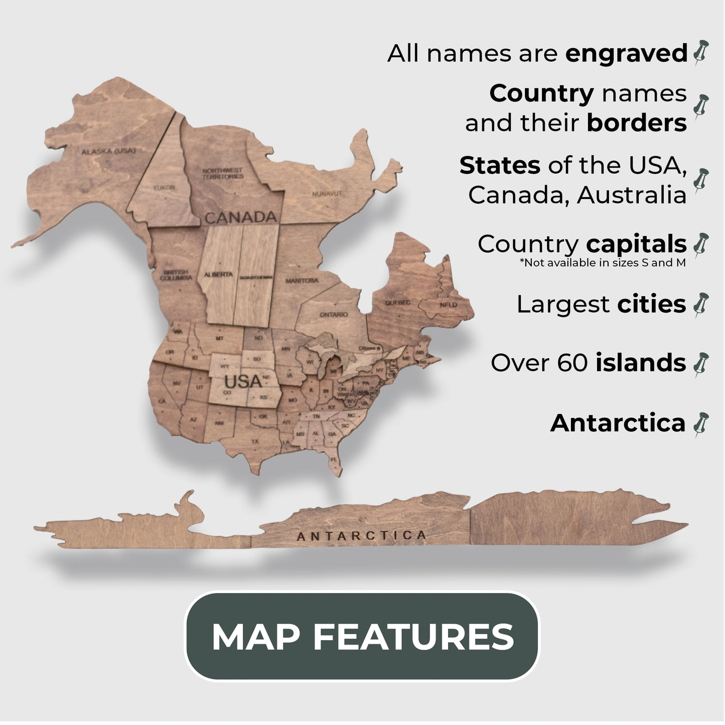 3D Wooden Map Terra - Eco-Friendly Wall Art for Home & Office