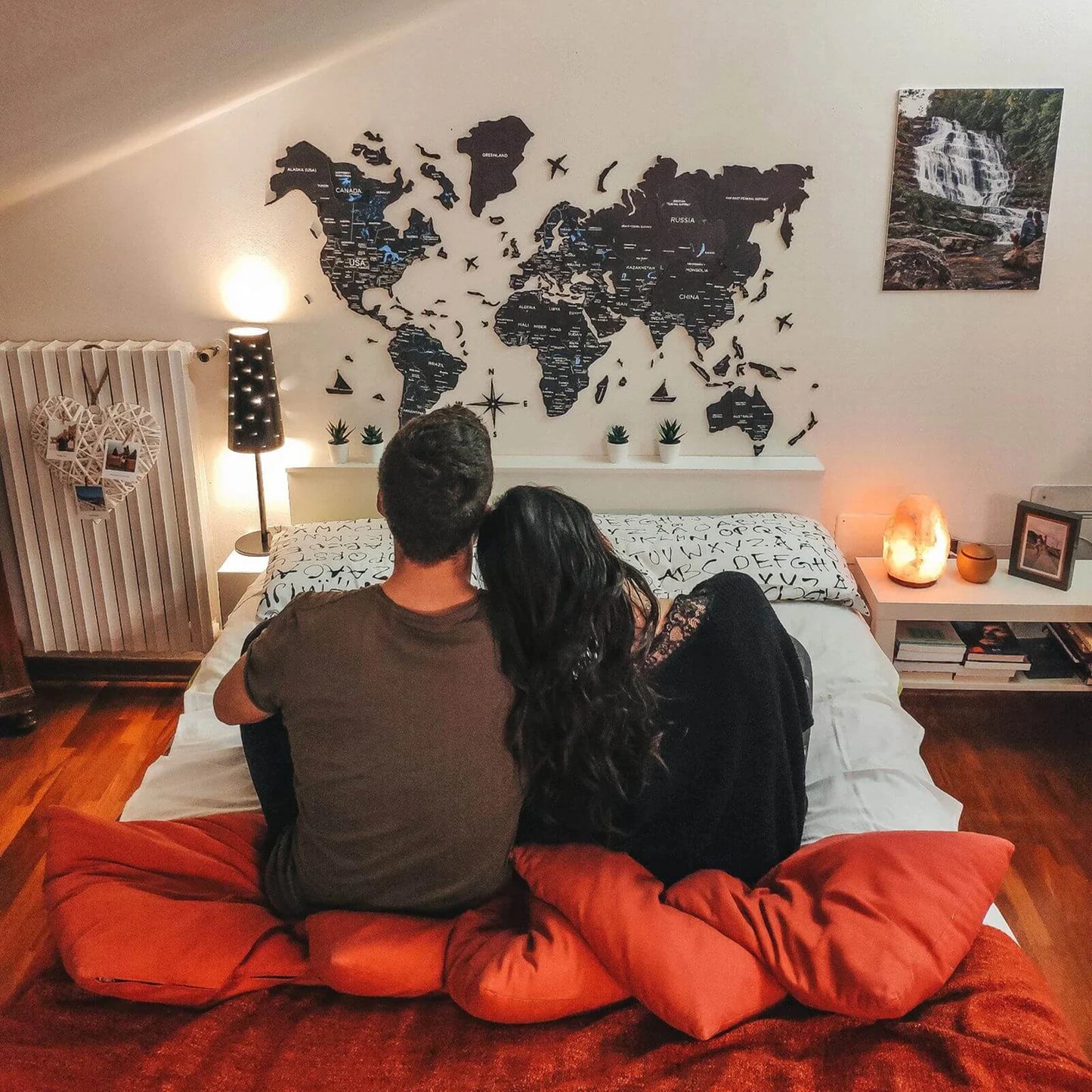 Wood World Map Midnight - Unique holiday gift for travel lovers.