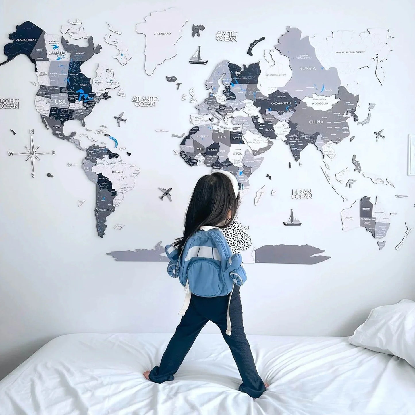 Wood World Map Nordik - Unique glowing decor for homes and offices.