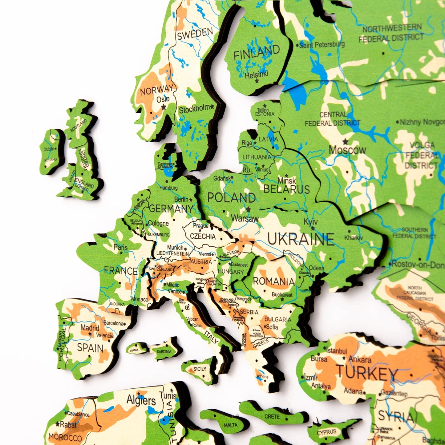 3D Wooden World Map Physical - Elegant decor for GCC homes.