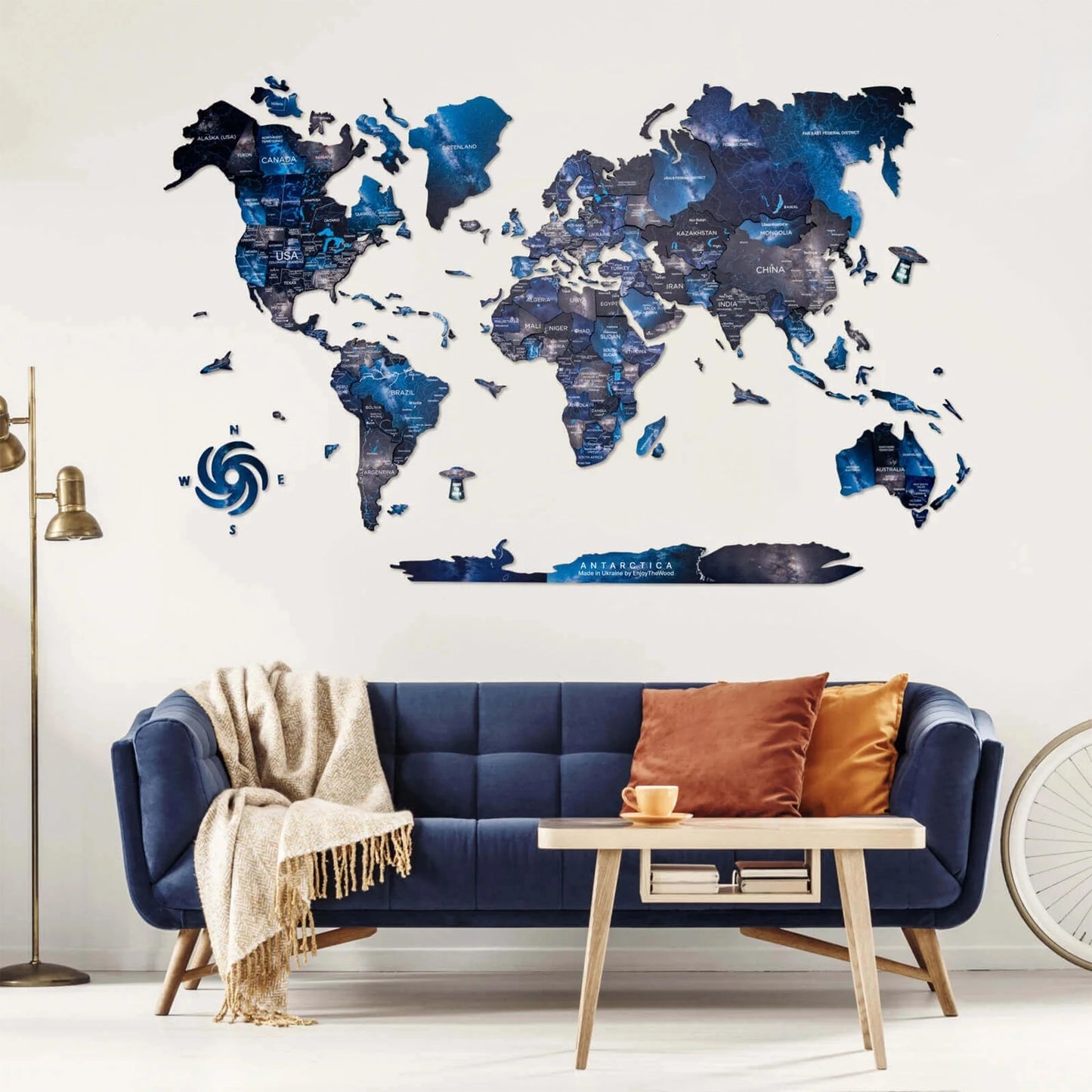 Wood World Map Space - Unique holiday gift for travel lovers.