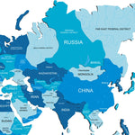 3D Wooden World Map - Azure