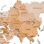 3D Wooden World Map - Light