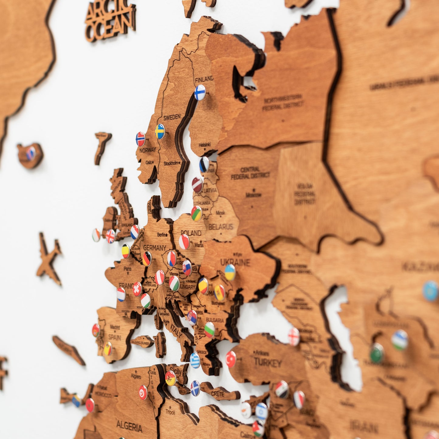 Handcrafted Oak Wooden World Map - Unique Travel-Inspired Gift