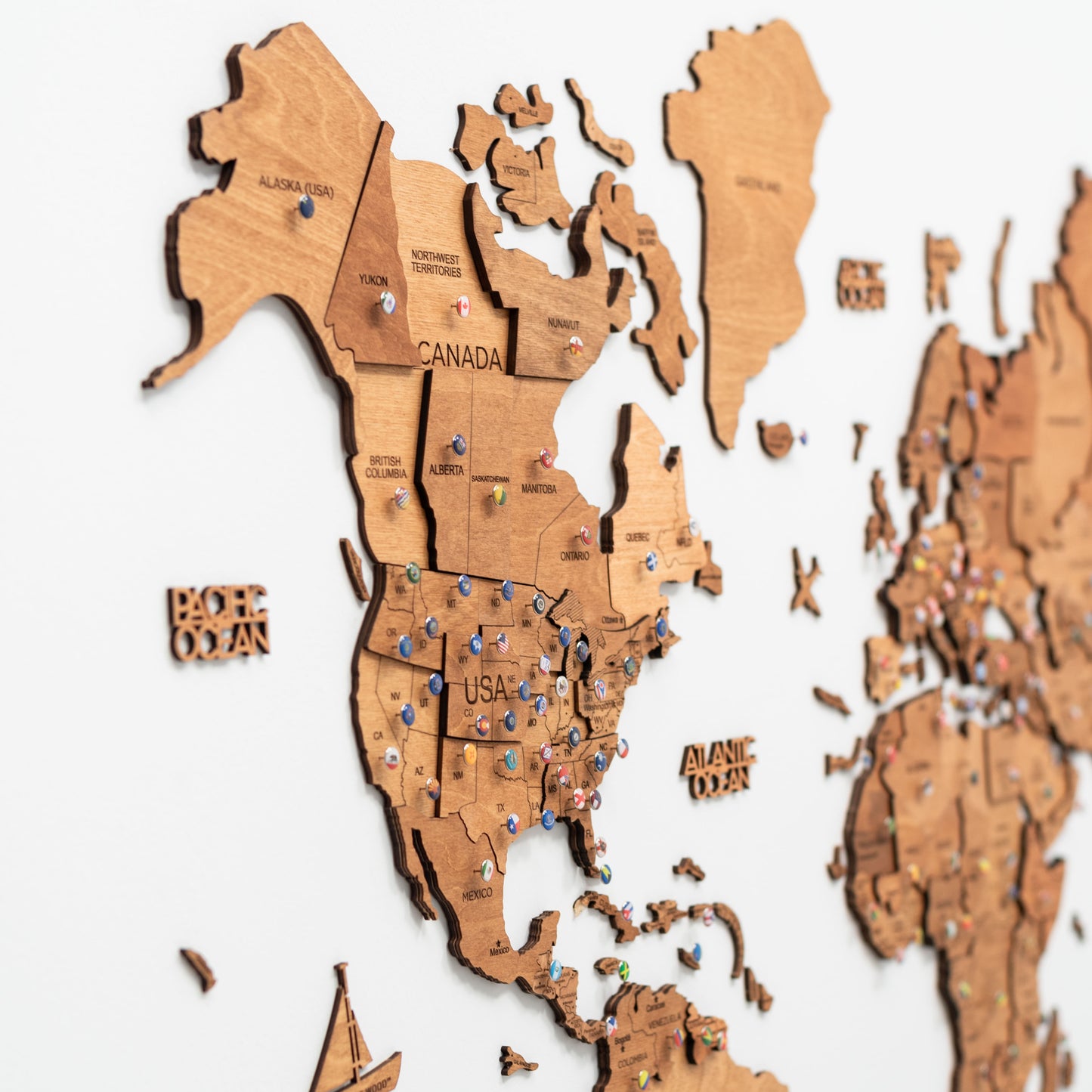 Oak 3D Wooden Map - Premium Wall Decor for Homes & Offices