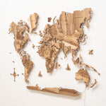 3D Solid Wooden World Map LED - Walnut