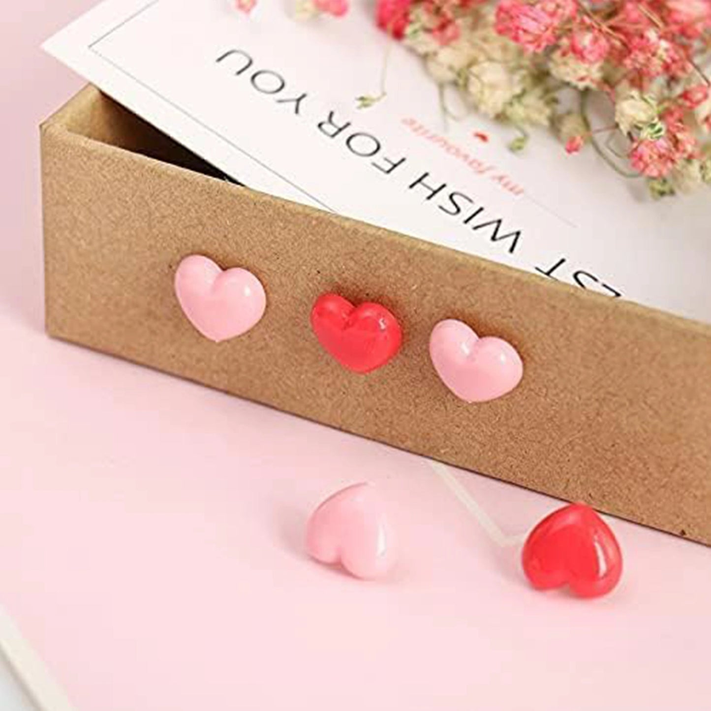 Heart Shaped Pushpins - 100pcs