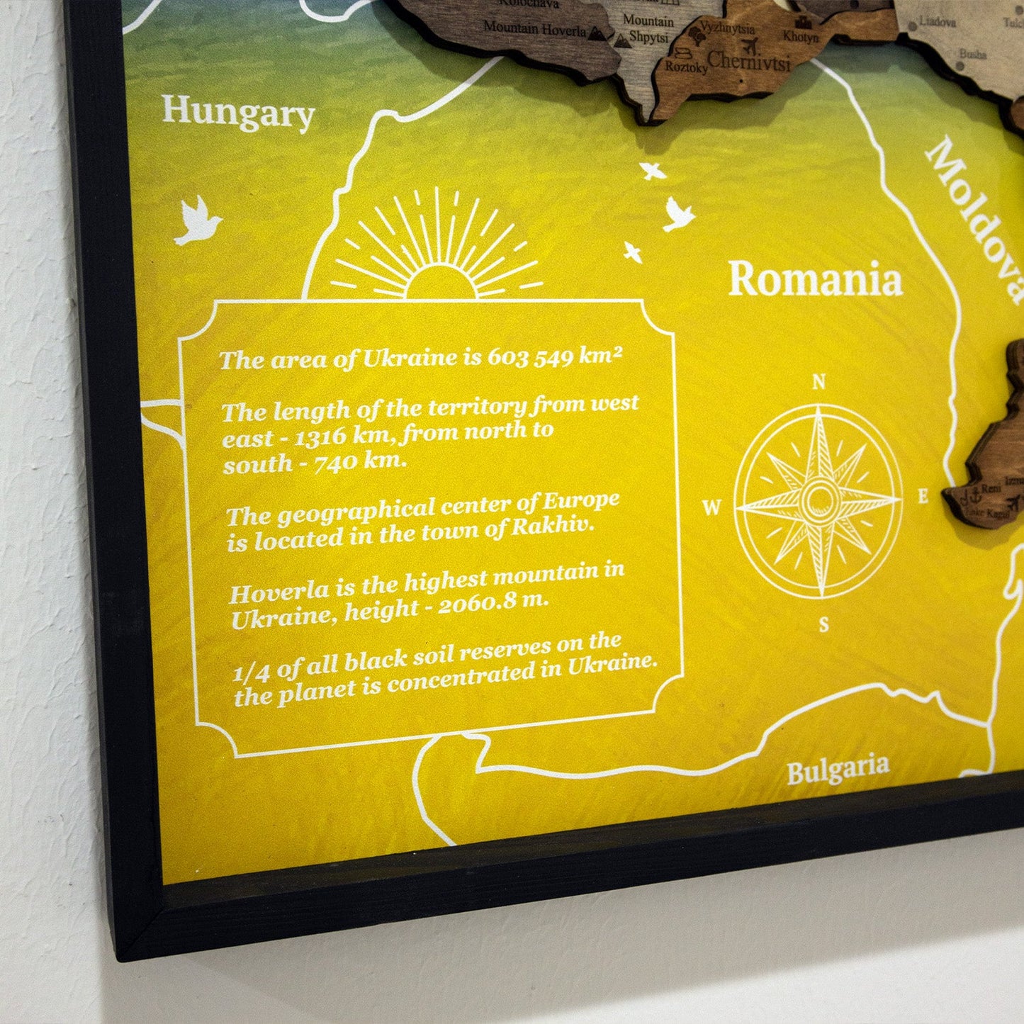 Ukraine Wooden Map On Panel - Multicolor