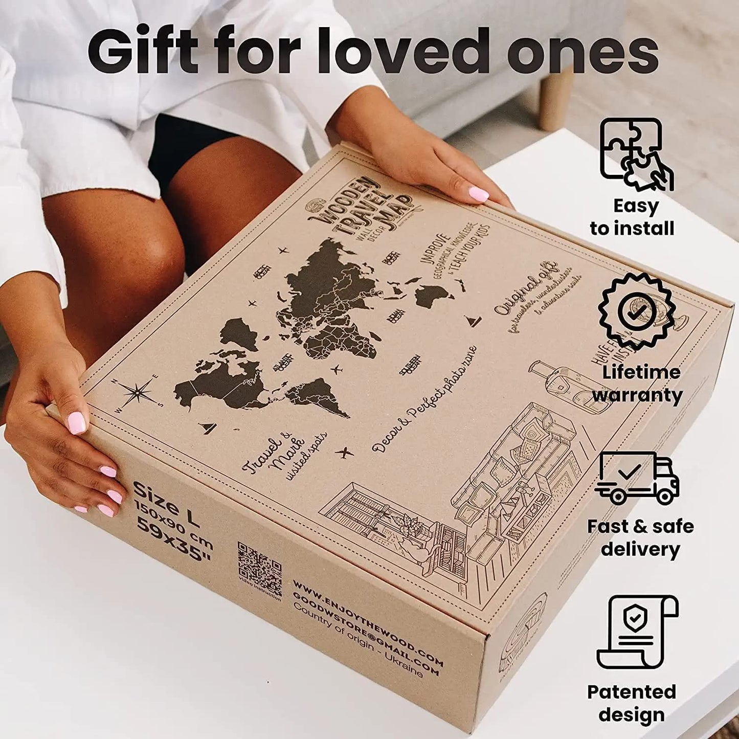 Nordik Space 3D wooden world map – statement wall art with professional UAE installation