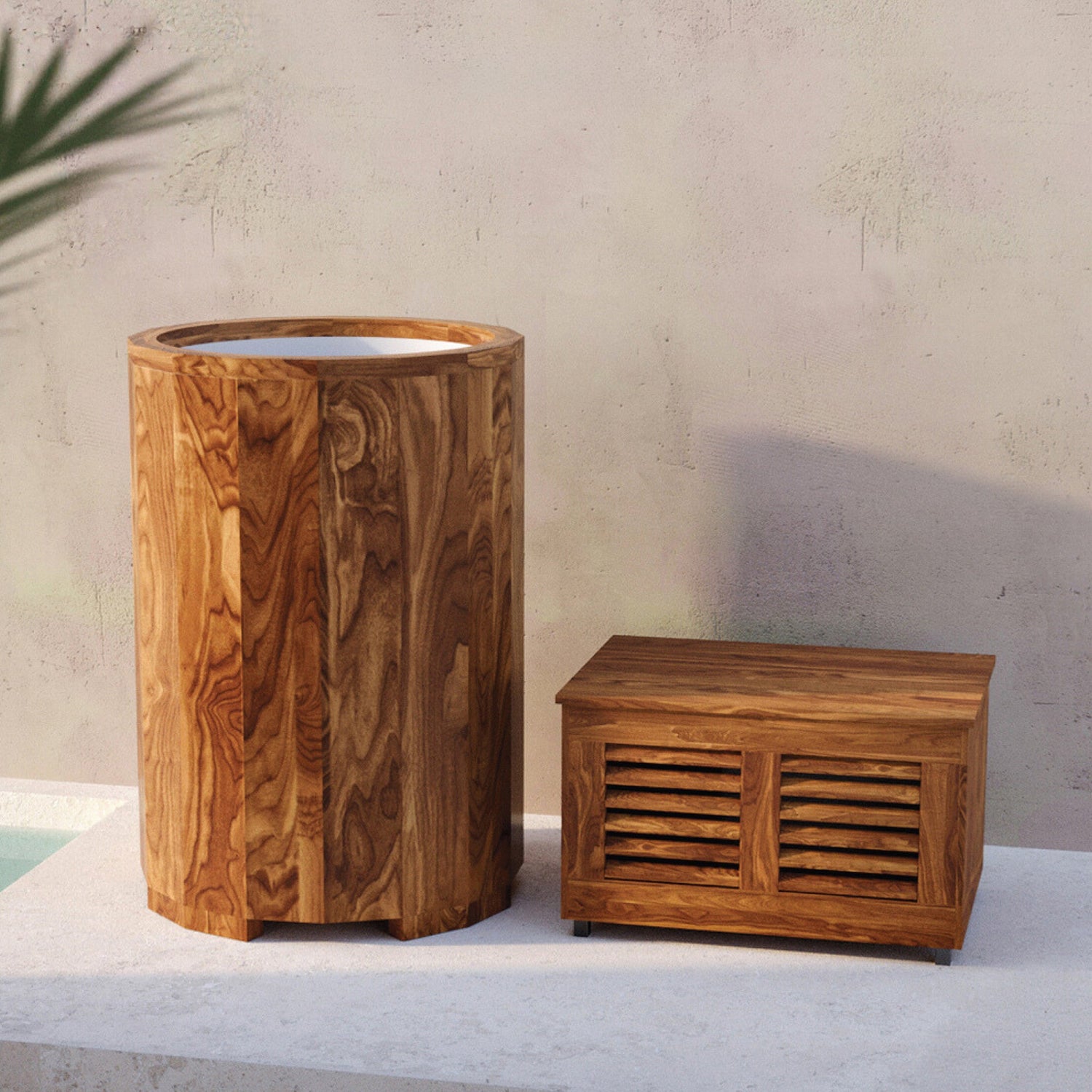 Luxury teak ice baths collection in Dubai – premium cold plunges for villas and spas