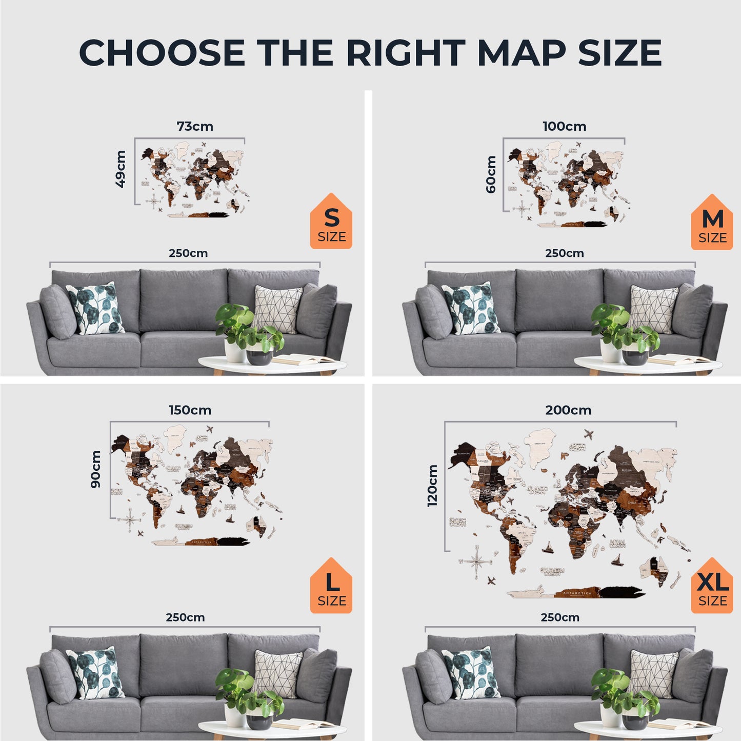 Wooden World Map - Wood Tone