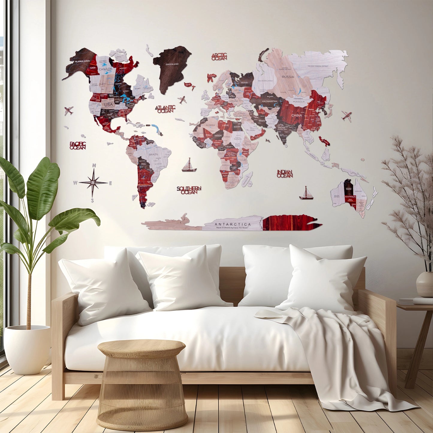 Wooden World Map - Urban