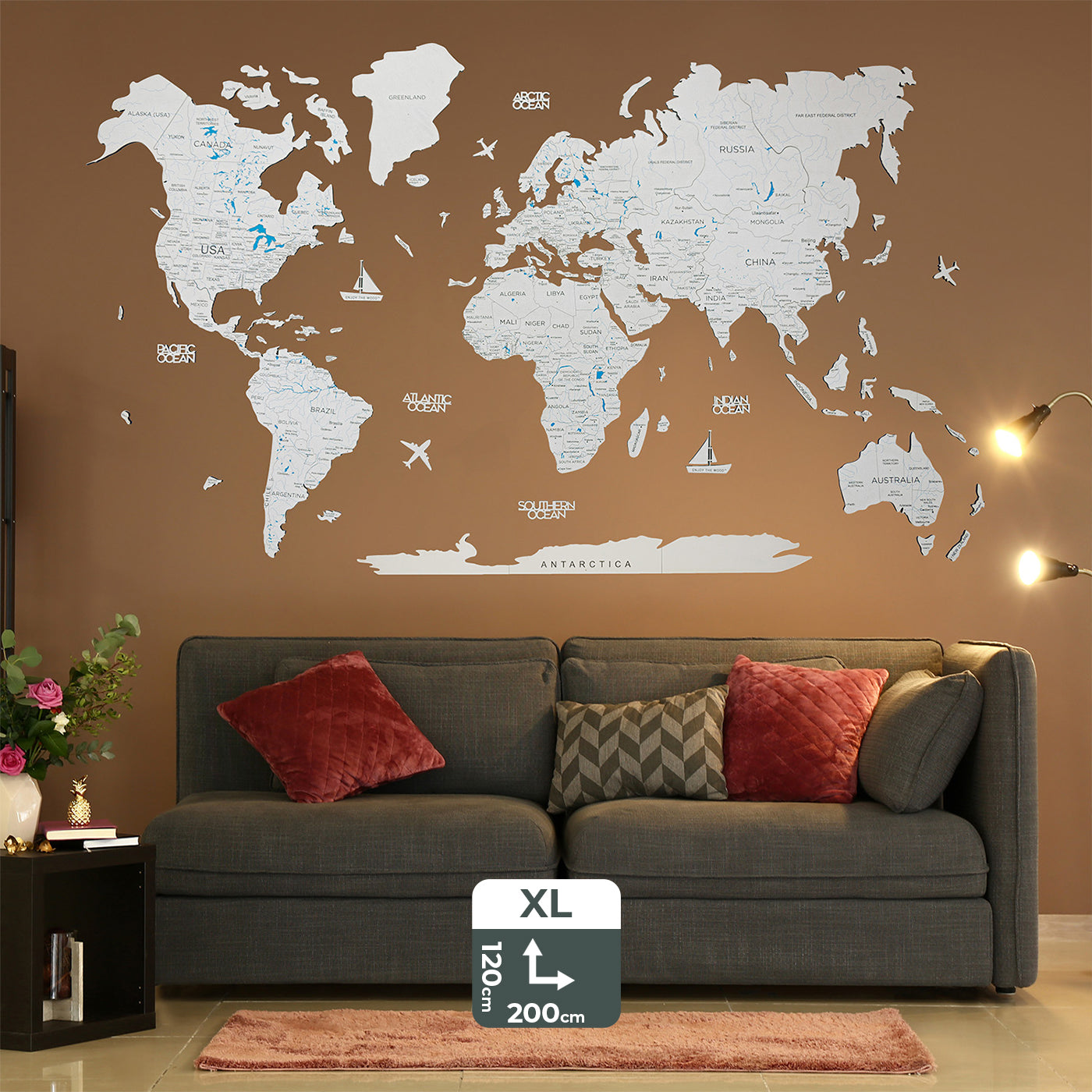 White Wall Art Map - Thoughtful gift for marking travel adventures in GCC homes and offices.
