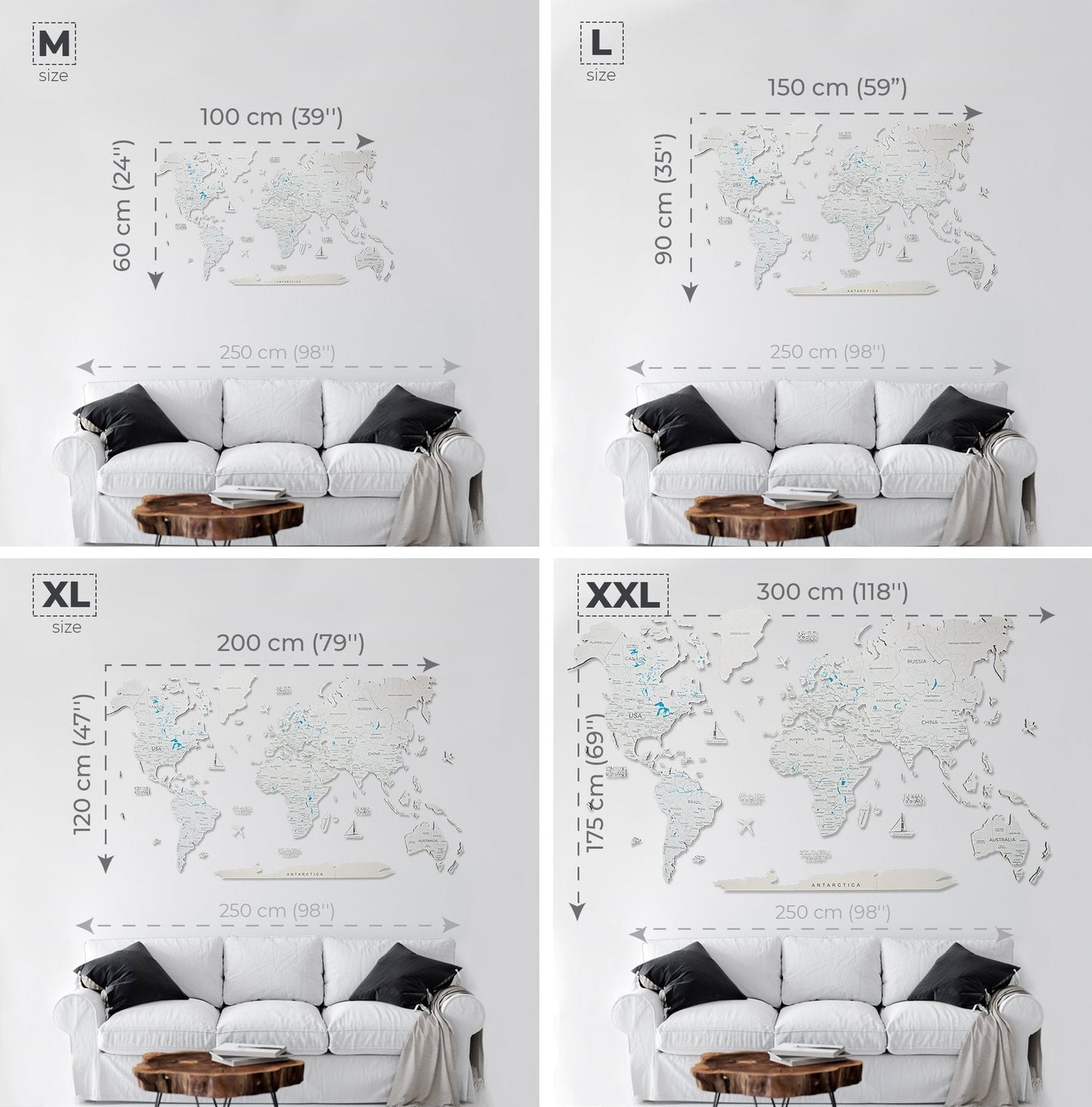 Handcrafted White Wall Map - Stunning decoration for living rooms in Saudi Arabia and Oman.