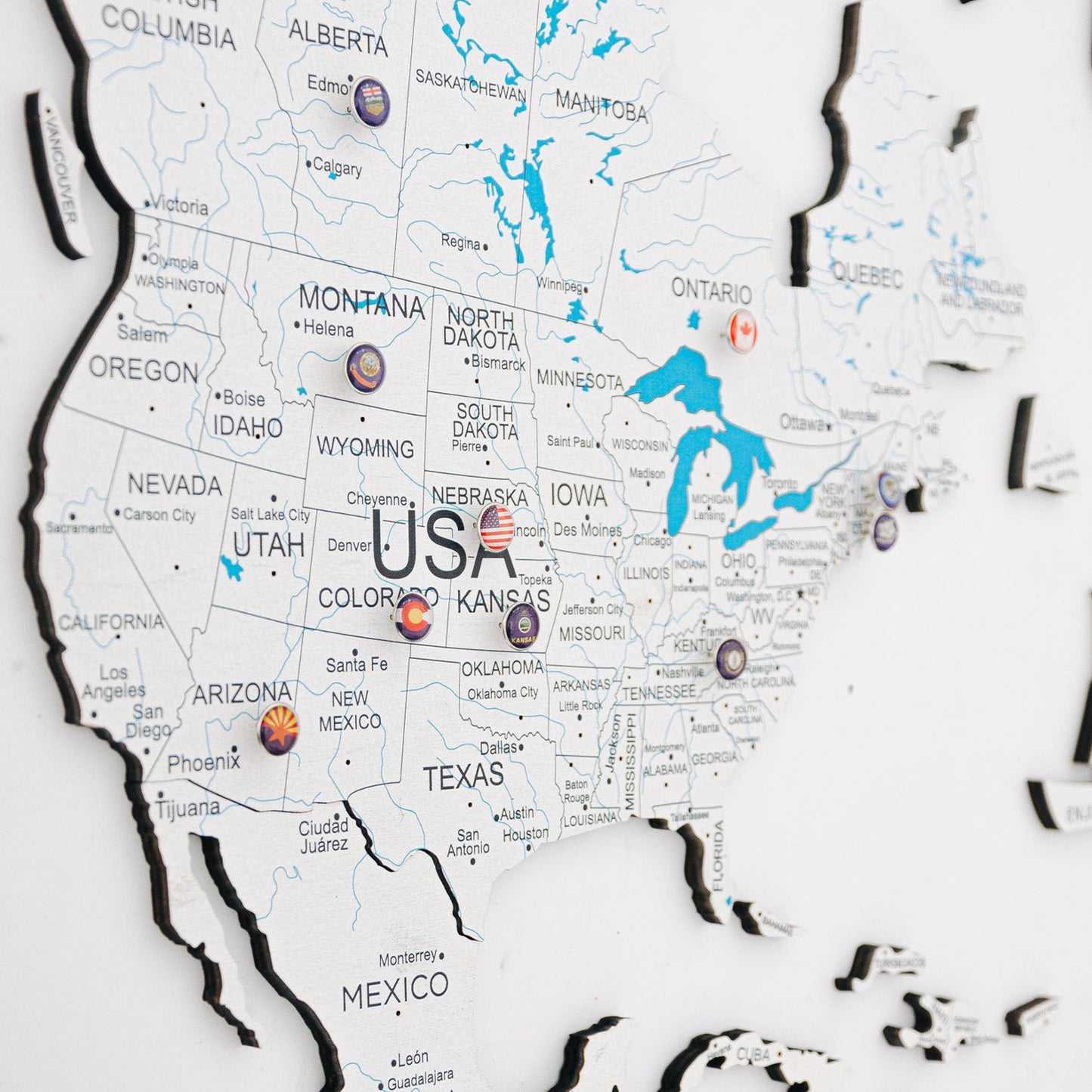 Wooden Wall Art Map White - Unique holiday gift for travelers in UAE and GCC.