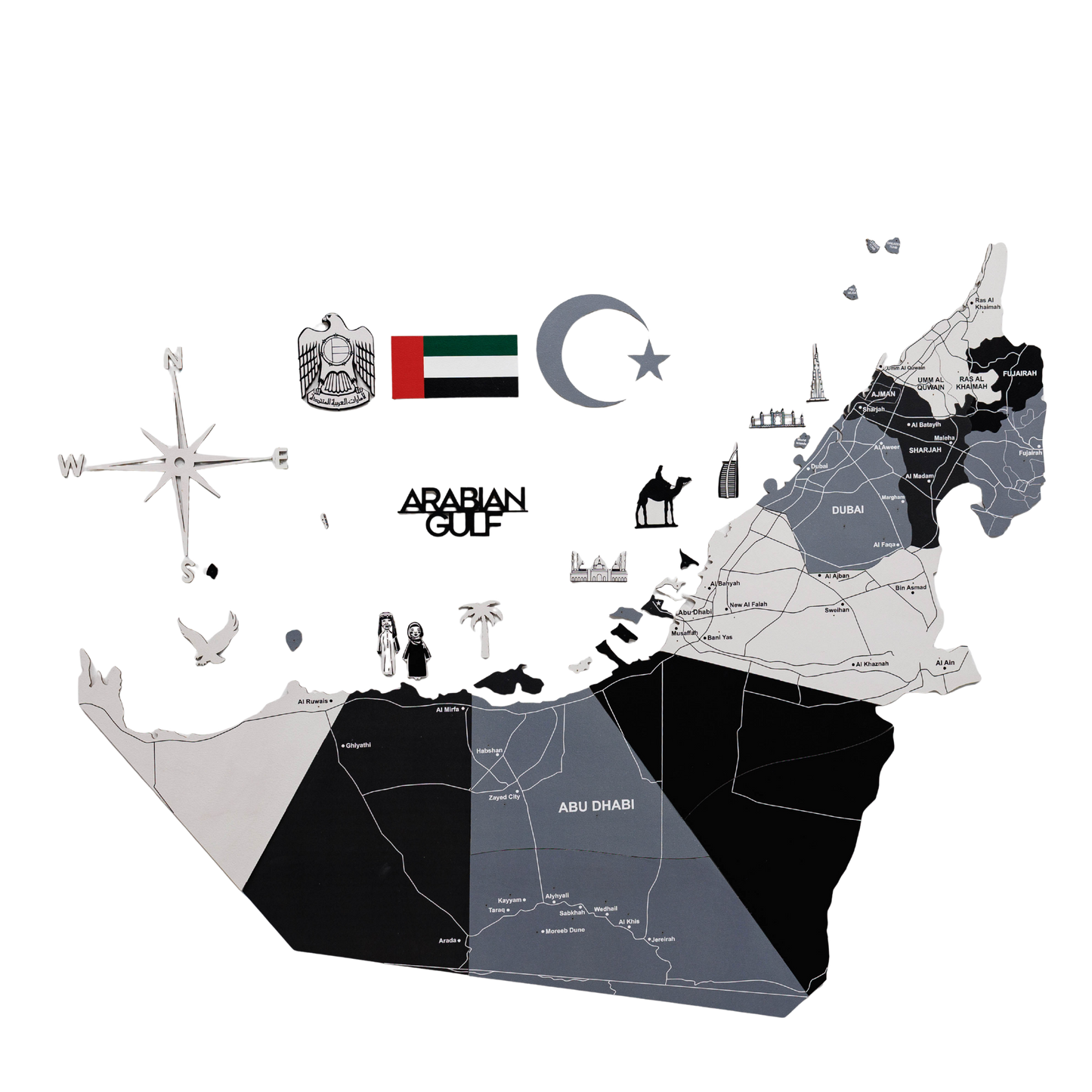 2D Wooden UAE Map - Nordik