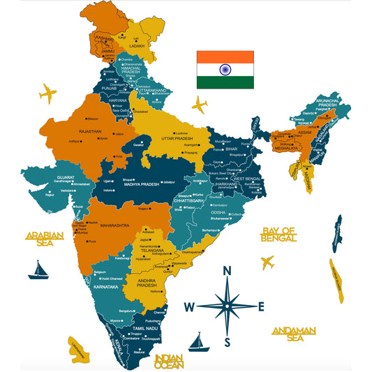 3D Wooden Map of India in Indie finish – premium handcrafted wall art for homes