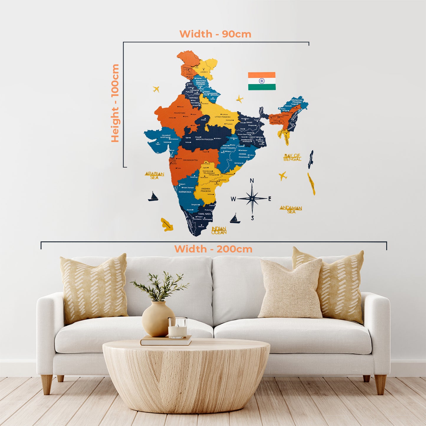 India 3D Wooden Map - Indie
