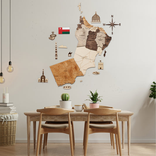 Oman 3D Wooden Map - Multicolor