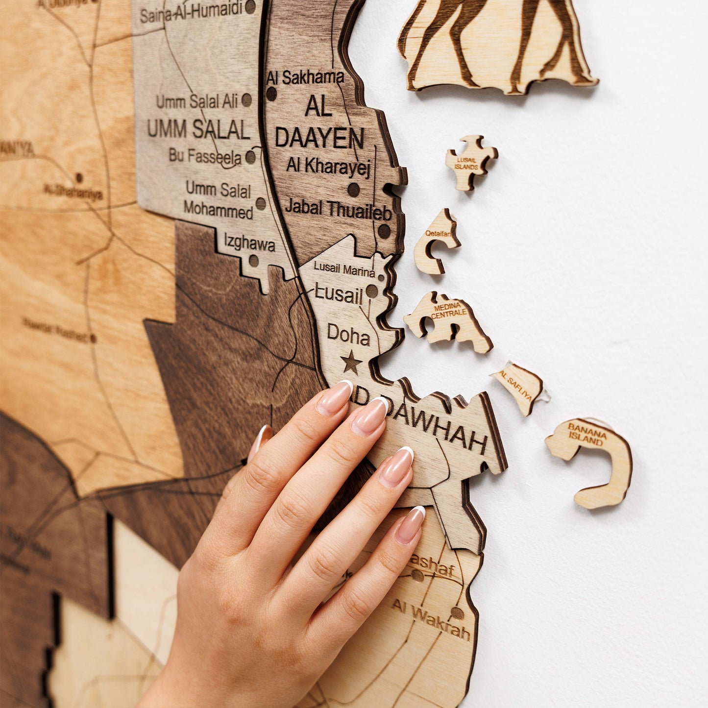 Qatar 3D Wooden Map - Multicolor