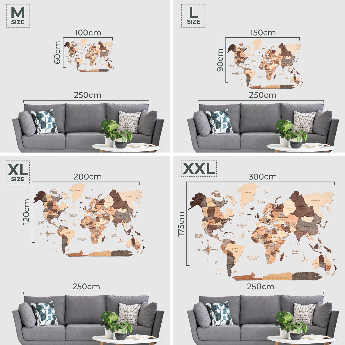 Eco-Friendly Wall Art - Smokey Wooden Map for Home & Office