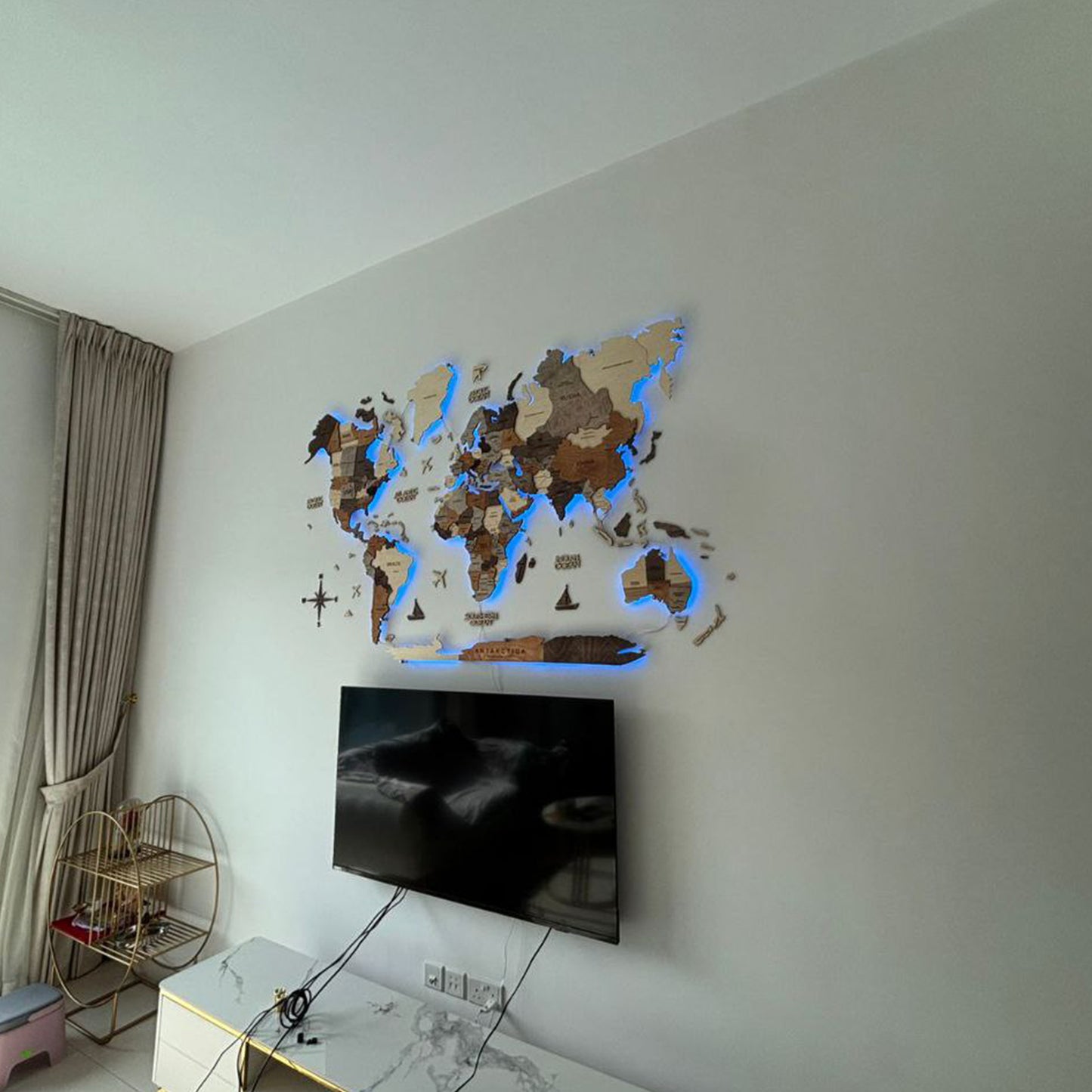 3D Wooden World Map LED - Multicolor