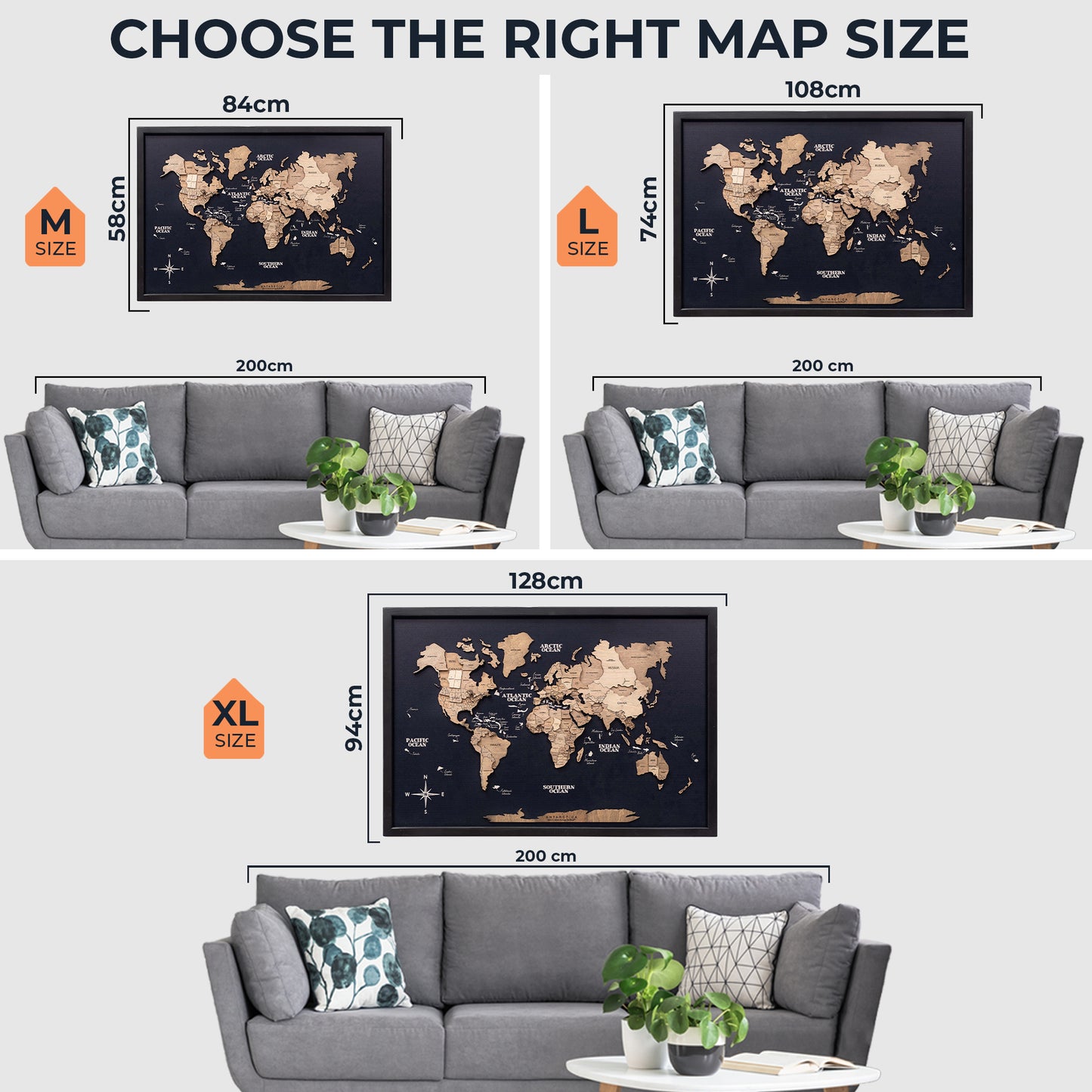 3D Wooden World Map – Terra on Black Panel