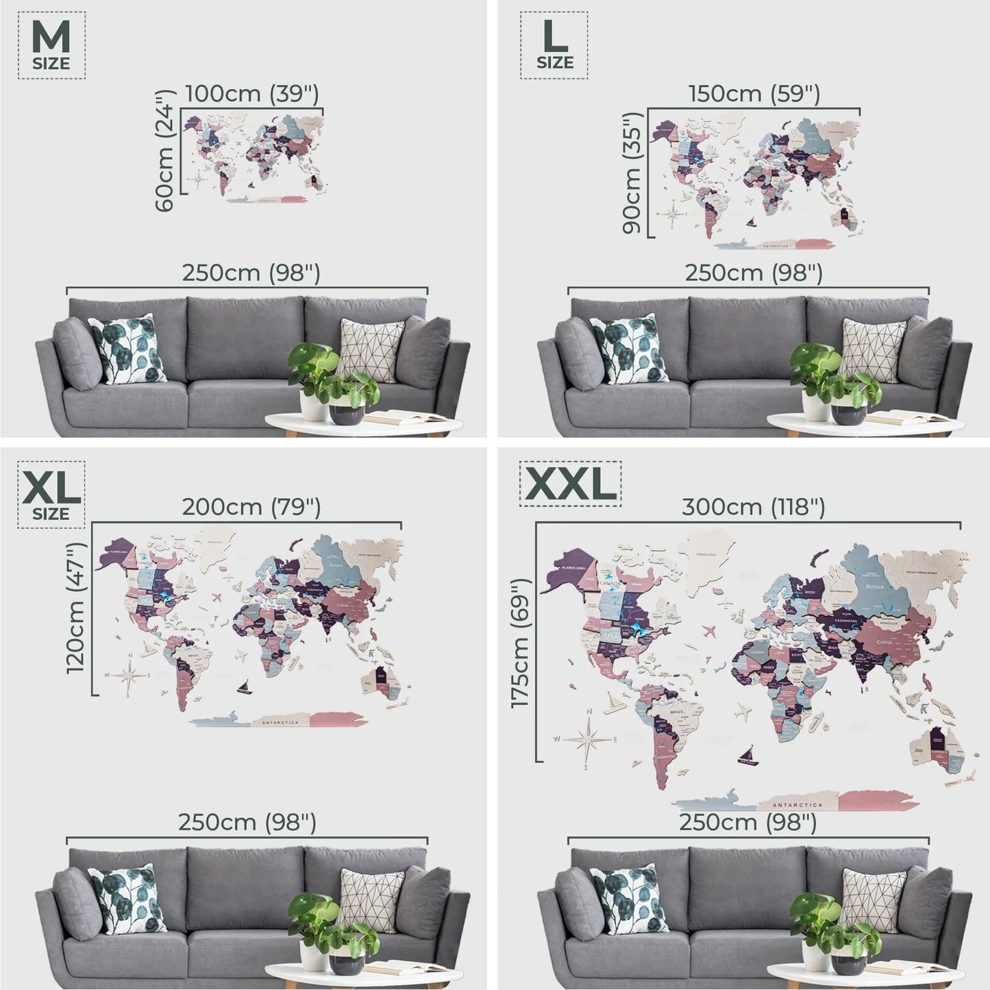 3D Wooden Map Berry - Premium decor for marking travel adventures.