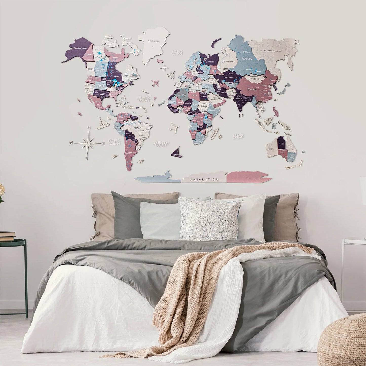 Berry Wooden Map - Sophisticated decor for Valentine’s Day or New Year.