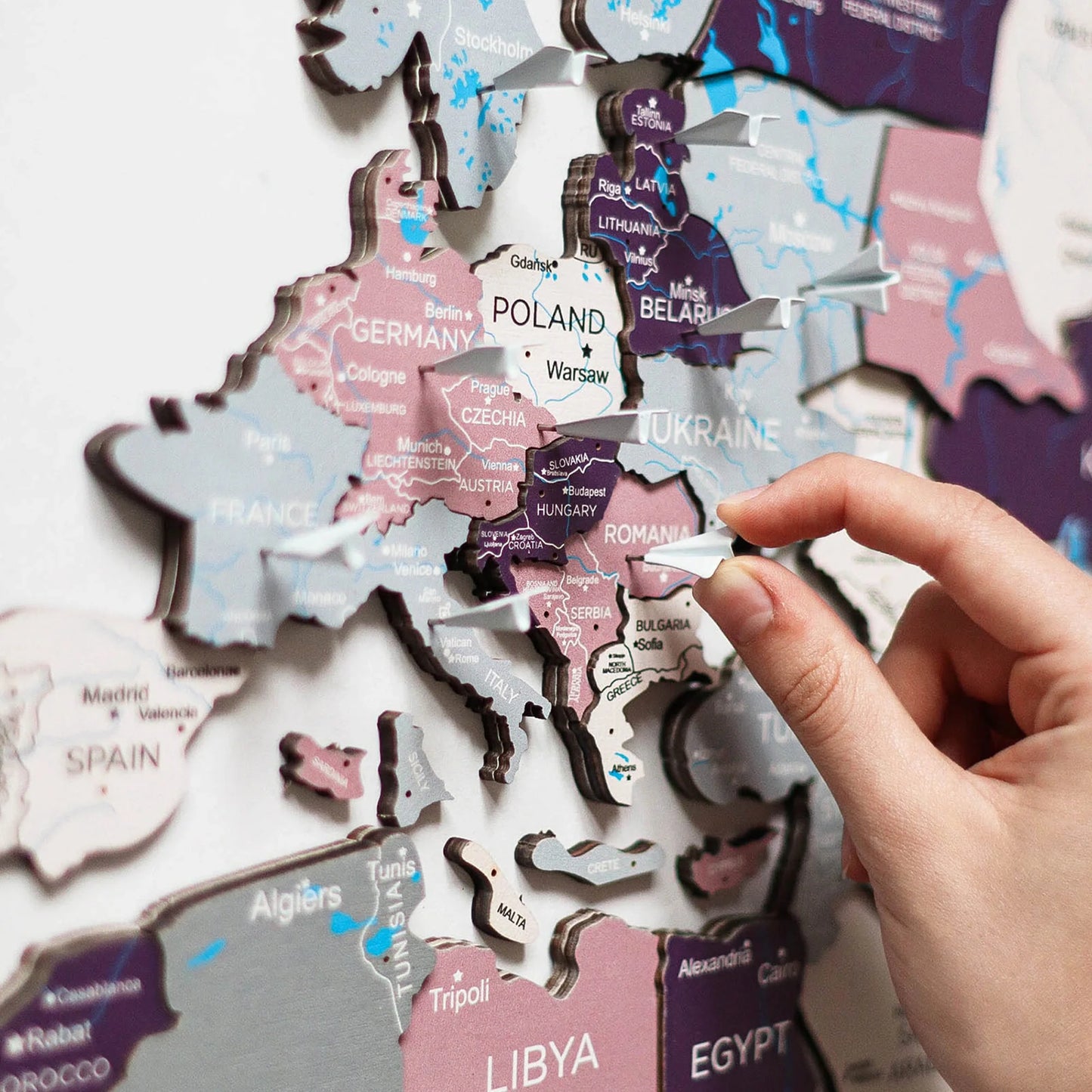 Berry Wooden World Map - Premium wall art for marking adventures.