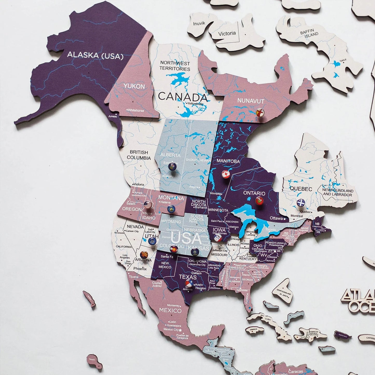 3D Berry Wooden Map - Stylish decor for homes and offices.