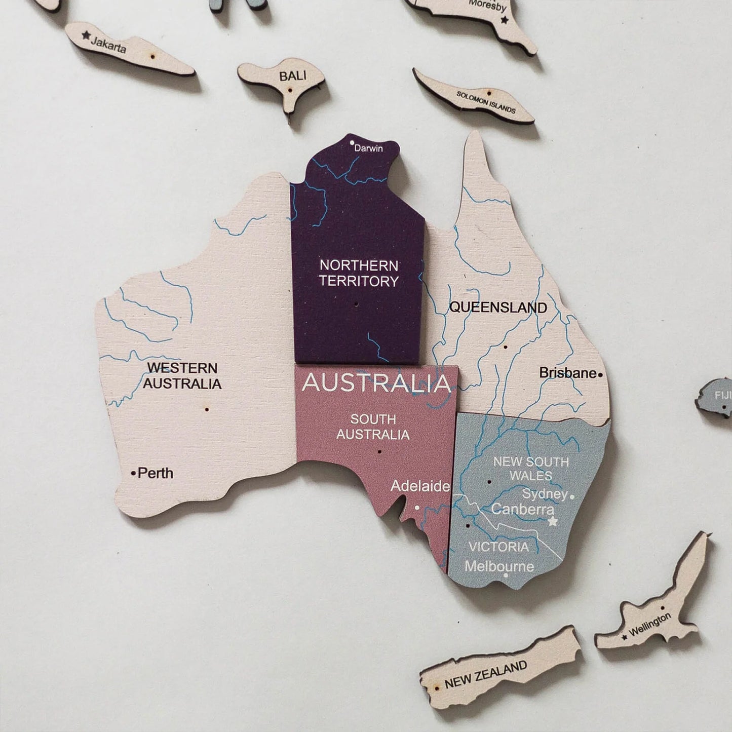 Berry Wooden Map - Unique holiday gift for marking travel memories.