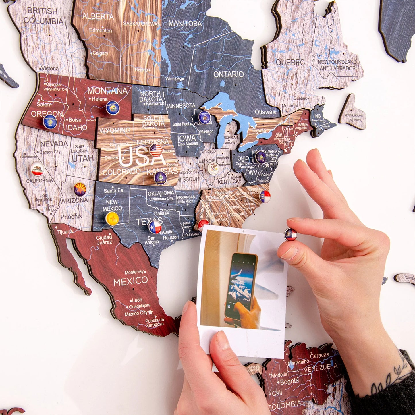 Boho Luminous Wooden Map - Creative glowing wall art for adventurers.