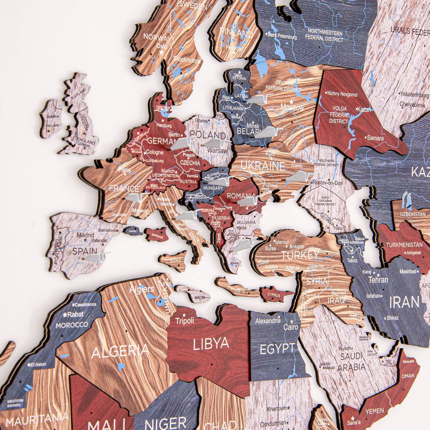 Boho Wooden Luminous Map - Perfect travel-themed gift with a glowing feature.
