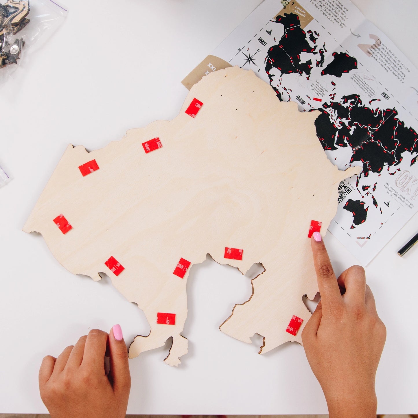 3D Wooden World Map - Dark Walnut