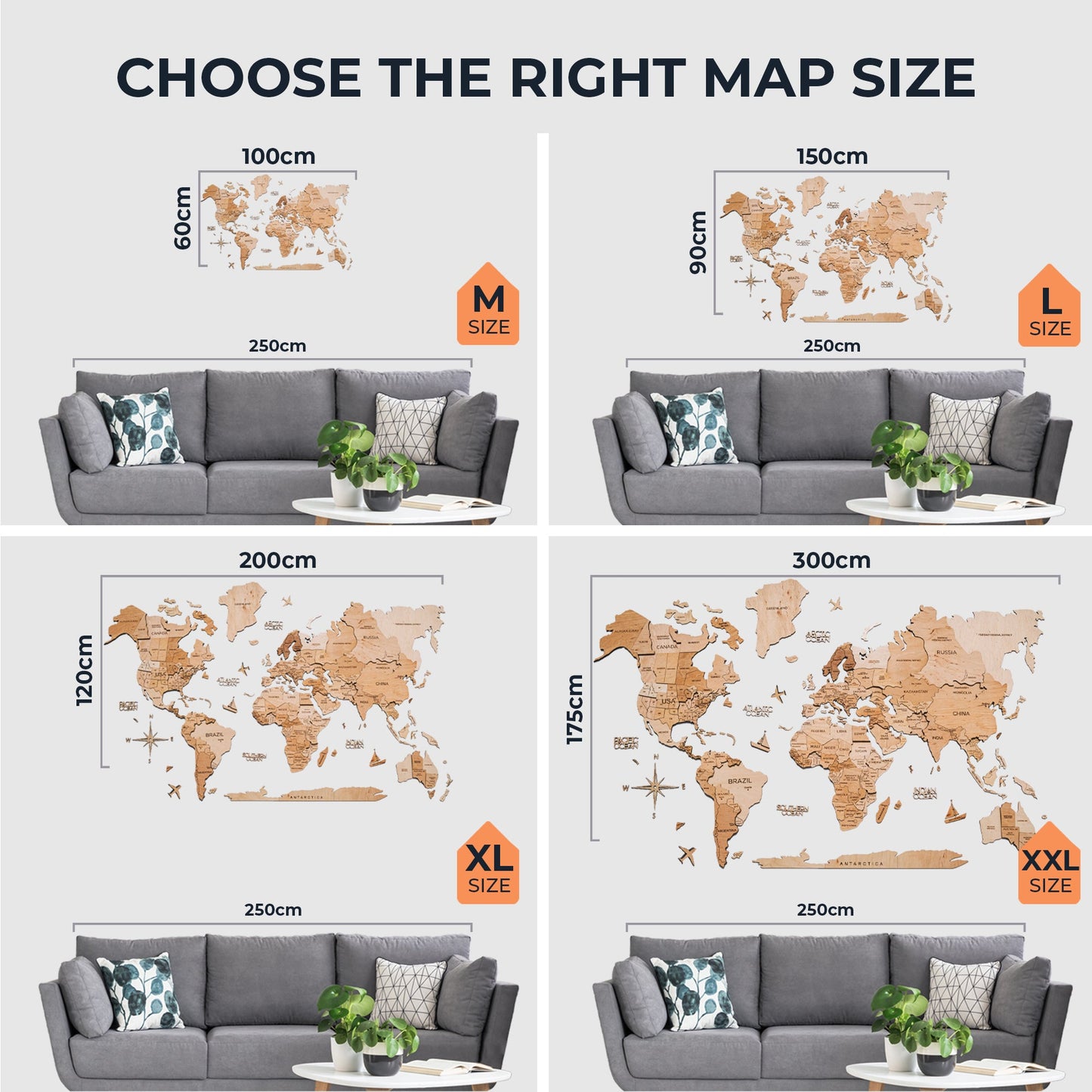 3D Wooden World Map LED - Light