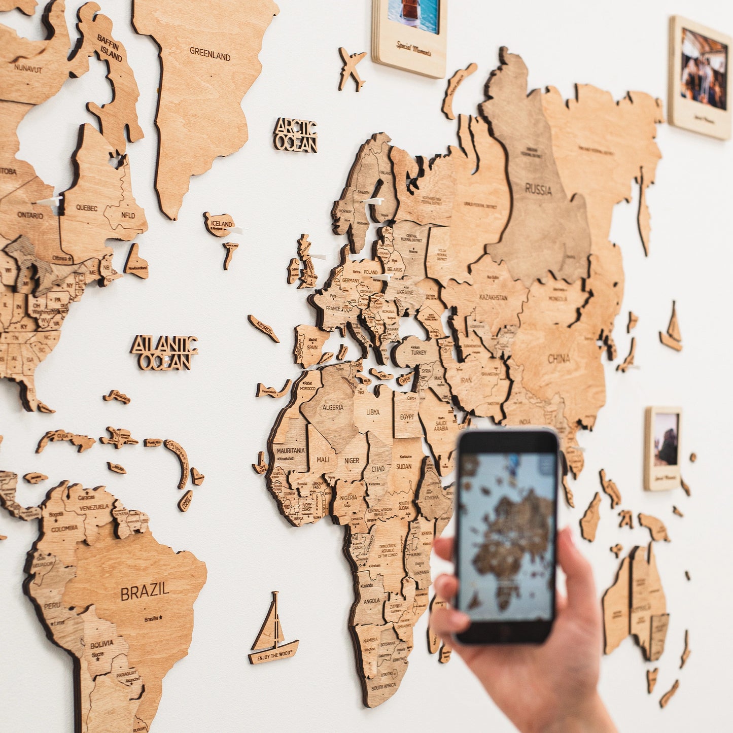 3D Wooden World Map - Light | Natural Wood Wall Décor for GCC – Decor Souq