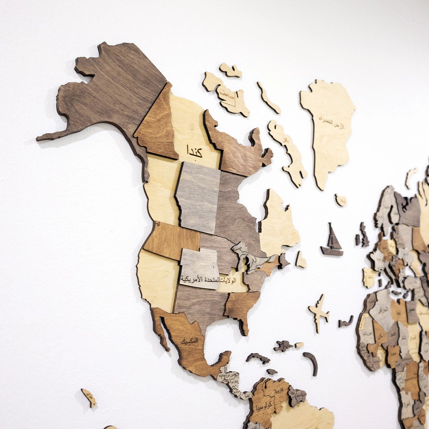 Wooden World Map Arabic Multicolor - Elegant Wall Decor for Modern Homes