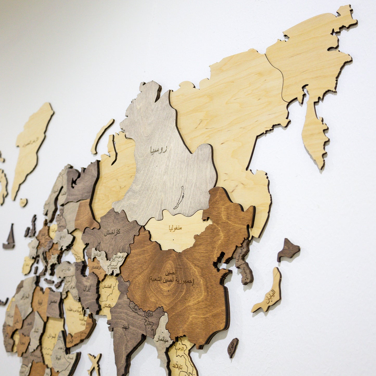 Wooden Map Arabic Multicolor - Custom Wall Art for Homes & Offices