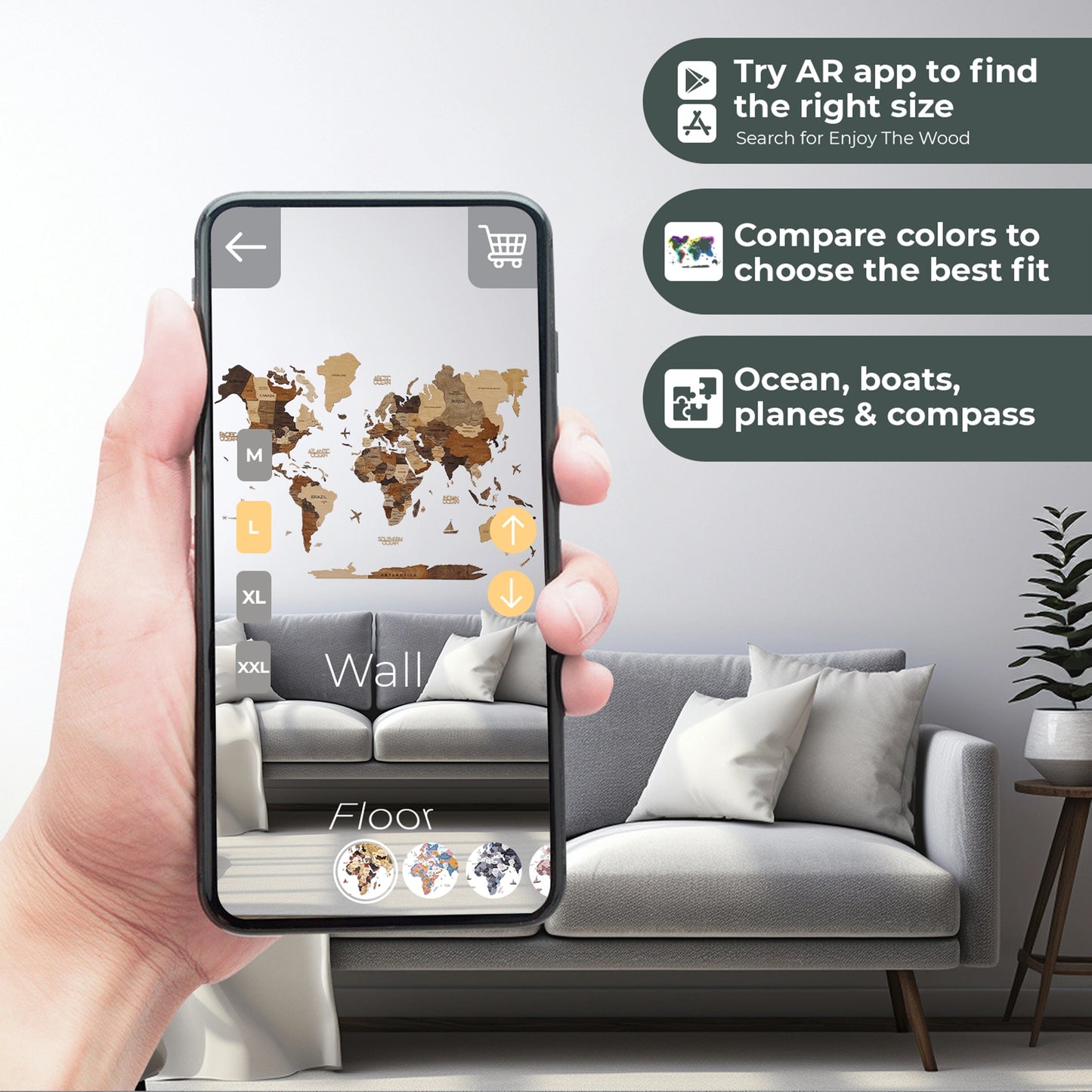 Arabic 3D Wooden Map - Travel-Inspired Decor for Living Rooms