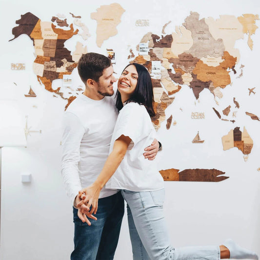 Multicolor 3D Wooden Map - Vibrant Wall Decor for Homes & Offices