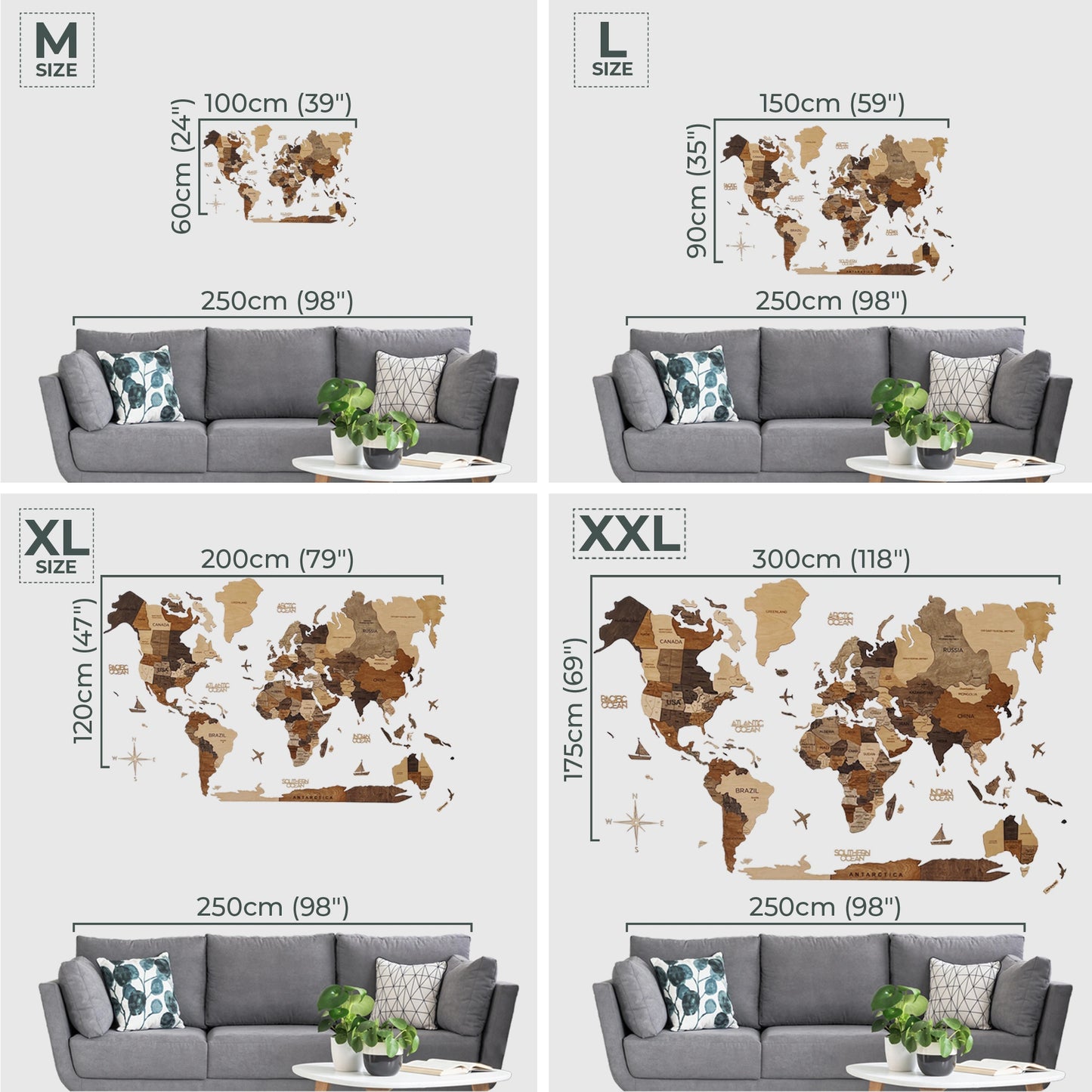 Multicolor Wooden World Map - Stylish Office Decor & Travel Gift