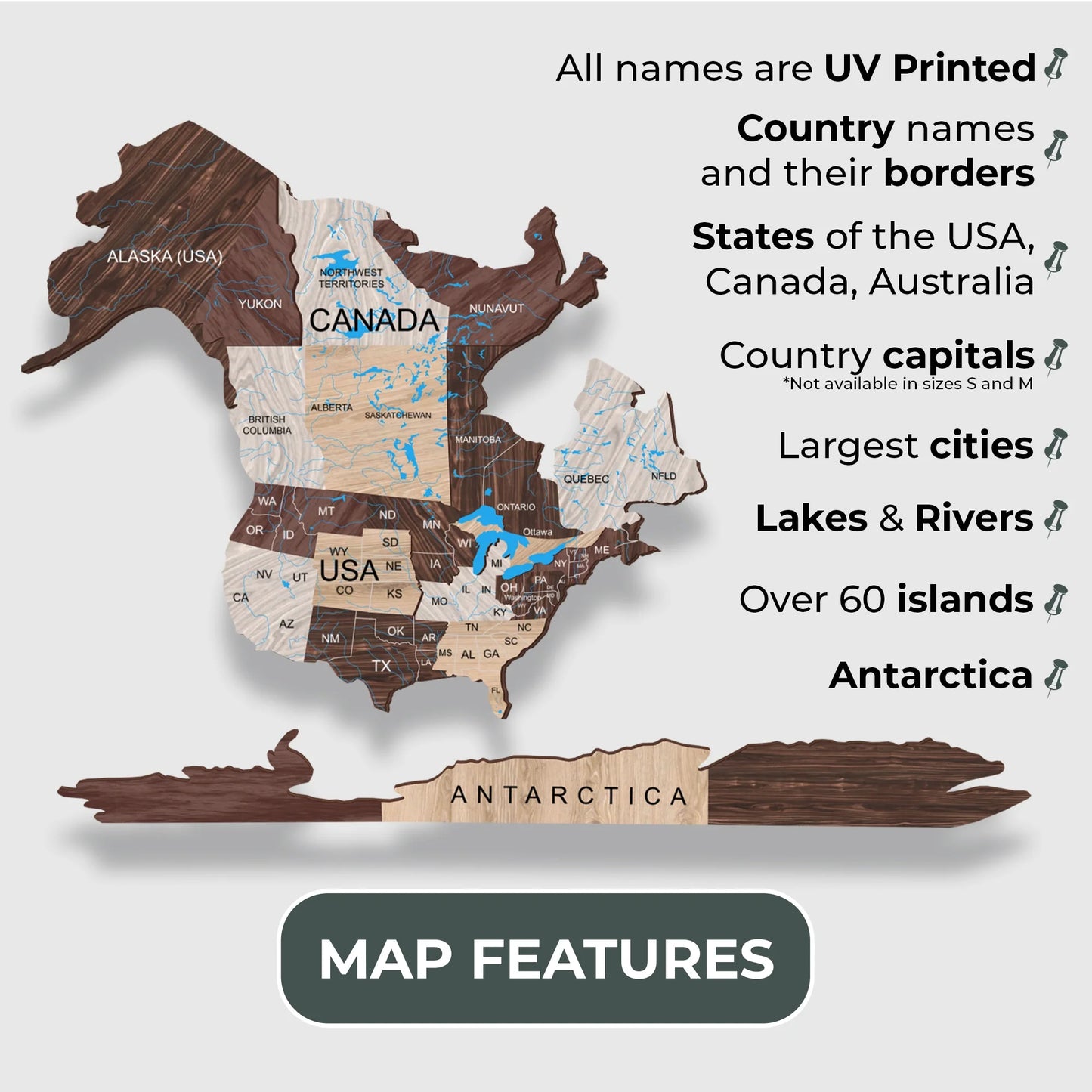 Cappuccino Wooden Map - Elegant glowing decor for GCC homes.