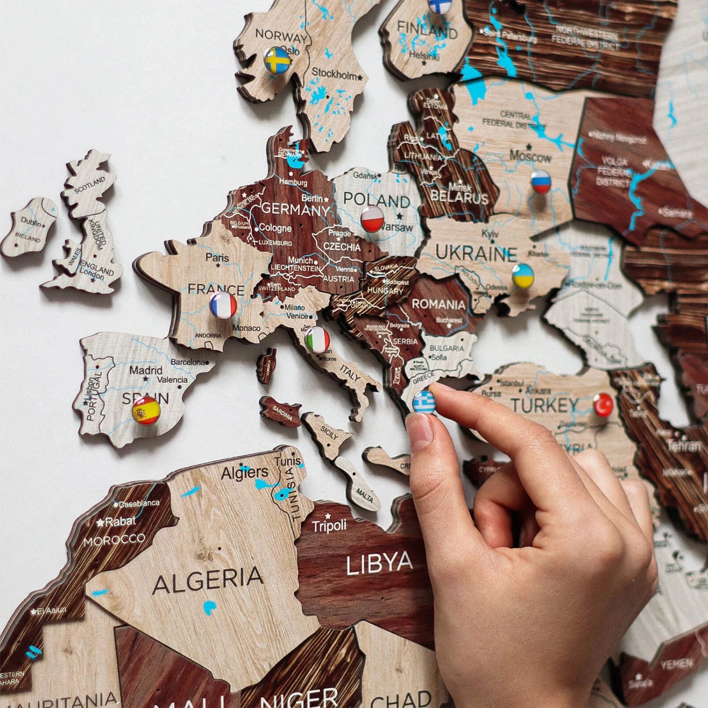 Cappuccino Map - Stylish luminous wall decor for homes and offices.