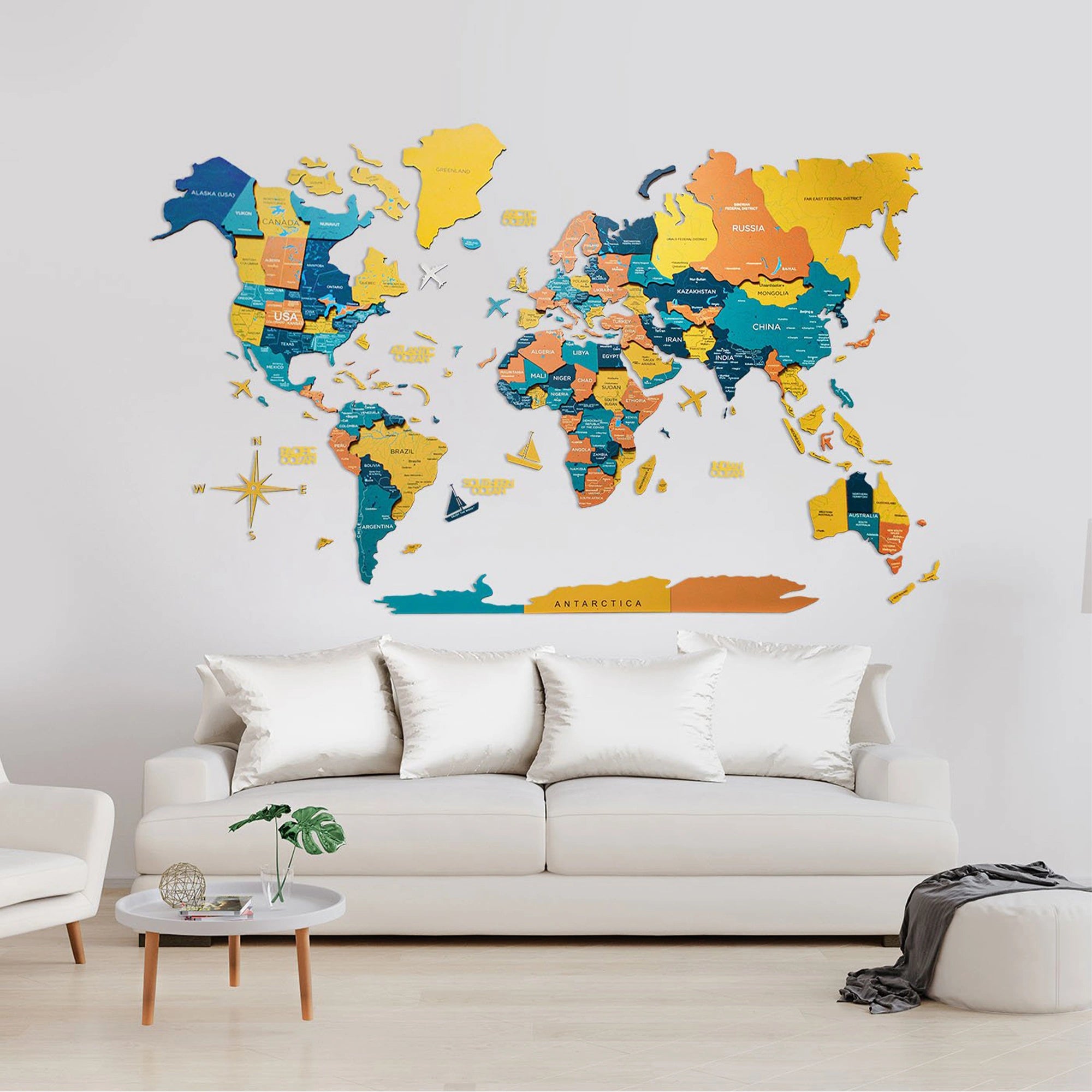 3D Wooden World Map - Indie | Artistic & Free-Spirited Wooden Wall ...