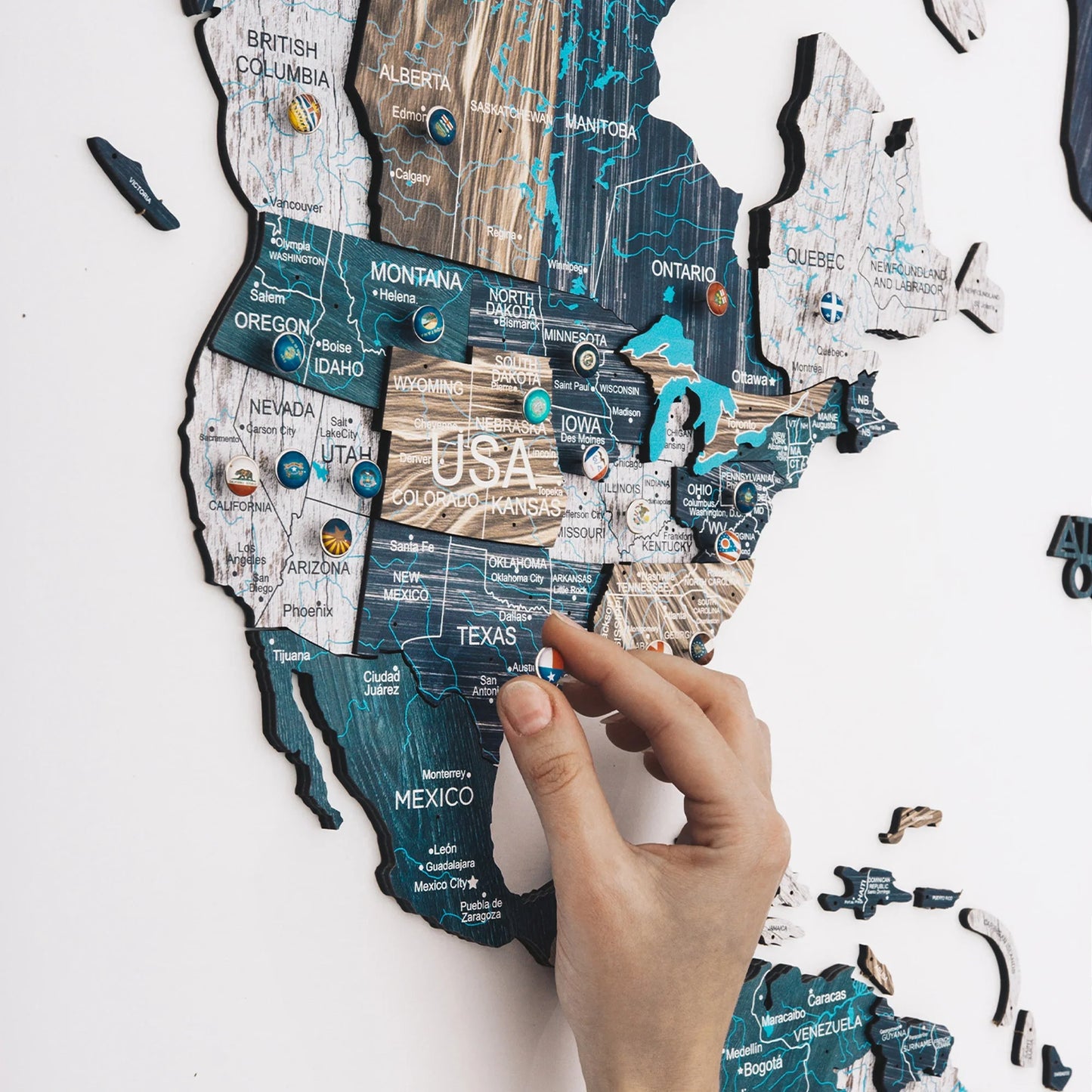 3D Mystery Wooden Map - Stylish luminous decor for homes and offices.